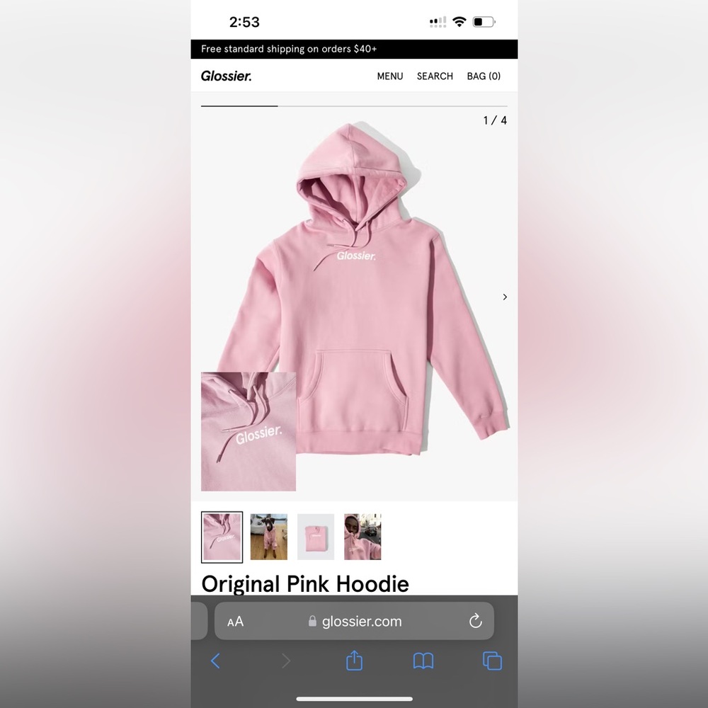 Glossier Pink hoodie